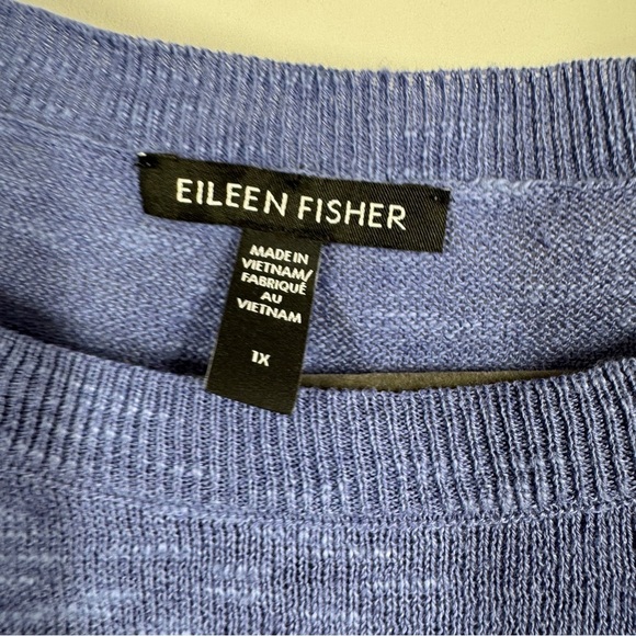 Eileen Fisher Blue Relaxed Fit Organic Linen Cotton Blend Lagenlook Tunic Top 1X - Picture 7 of 12